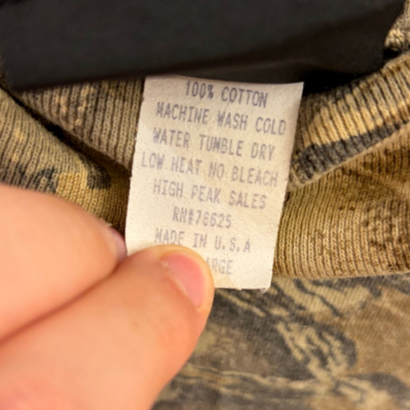 Vintage Sasquatch camo long-sleeve, 100% cotton, Made in USA - Picture 5 of 7